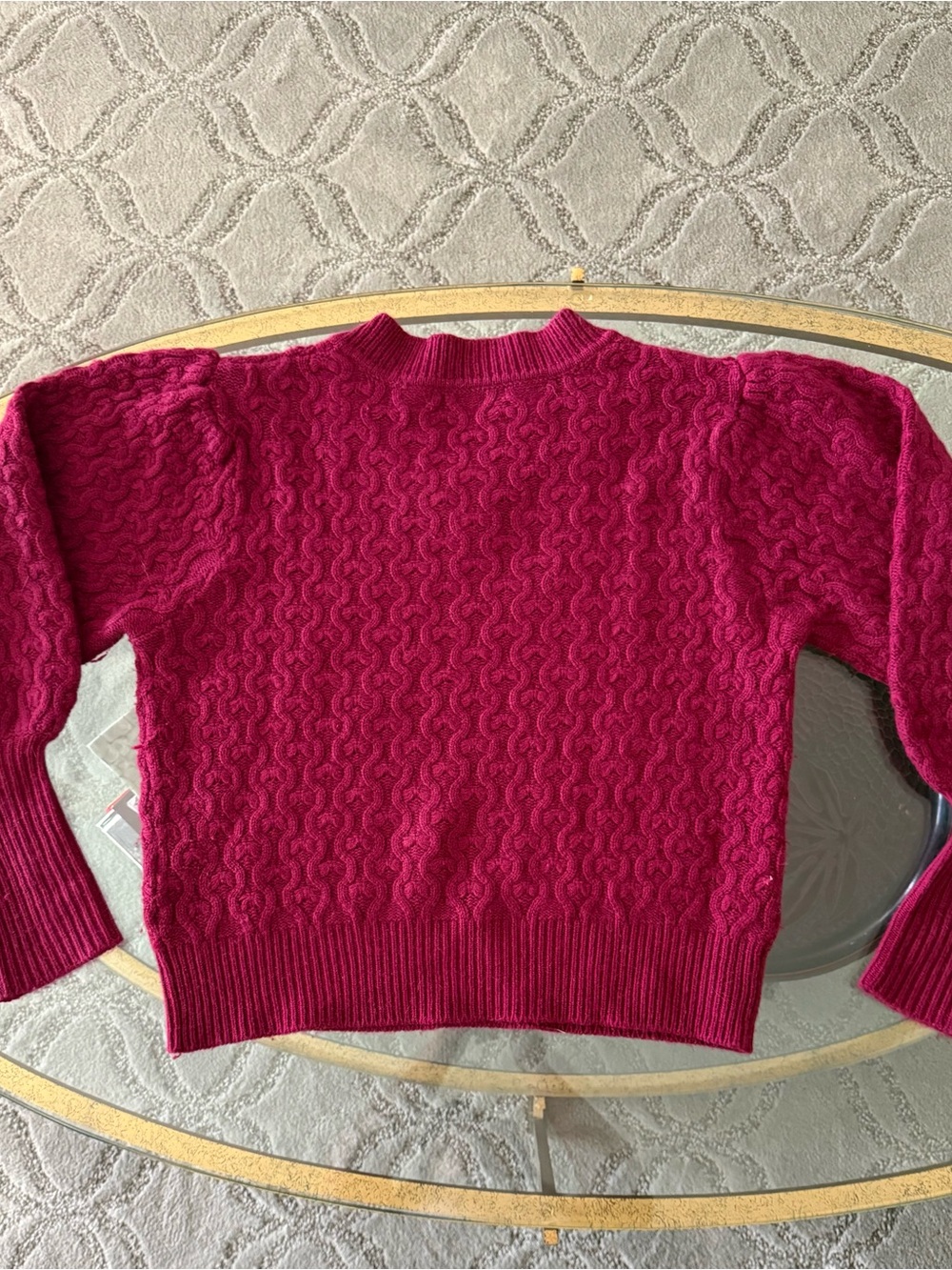 Joie Raspberry Cable-Knit V-Neck Sweater - Picture 4 of 9
